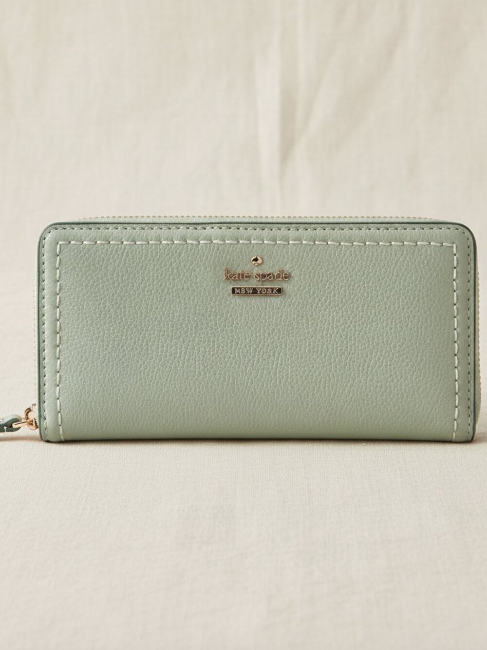 Kate Spade NY Sage Mint Zip-Around Continental Wallet Rose Gold